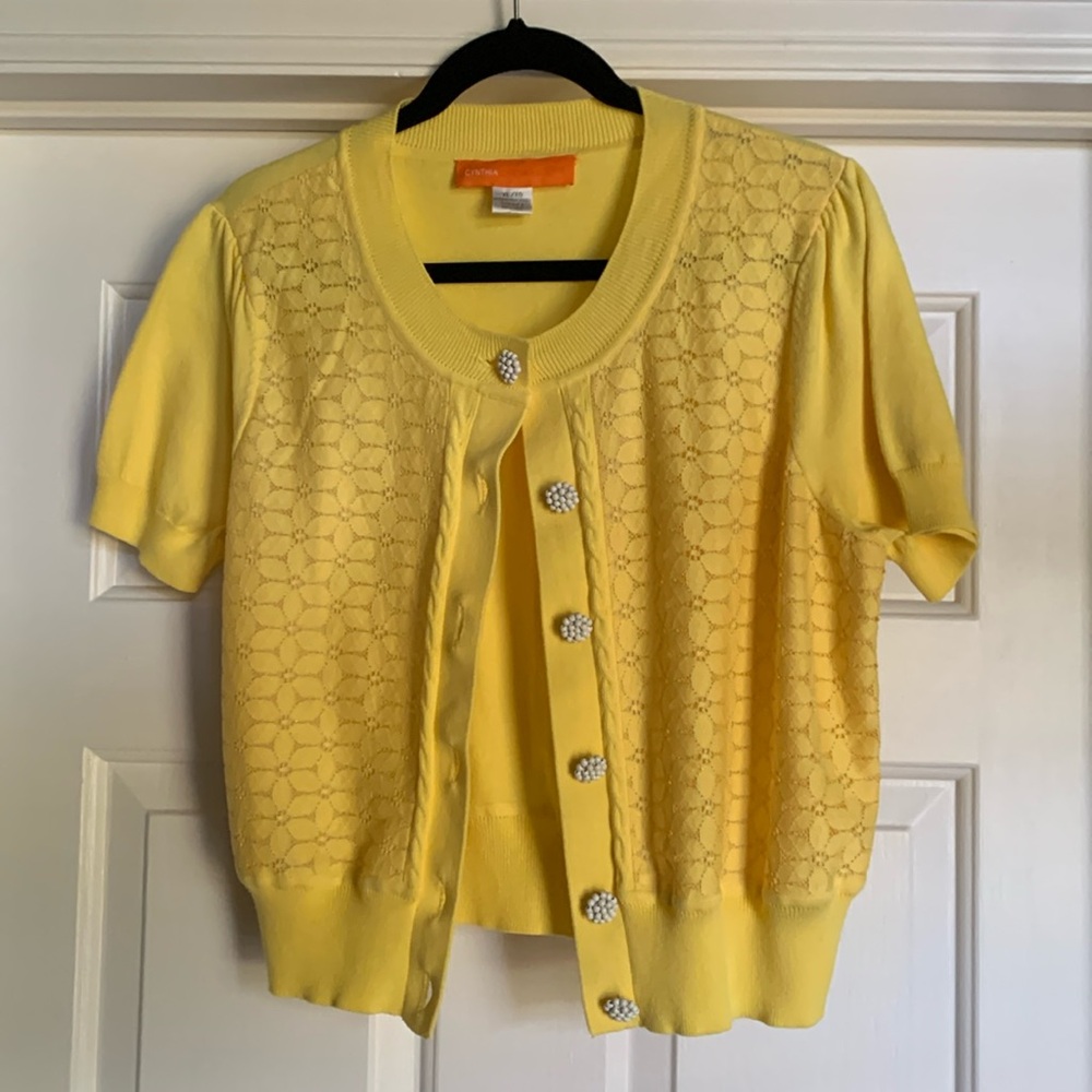 Cynthia Steffe Yellow Short Sleeve Cardigan